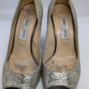 Jimmy Choo Sparkle Shoes Solid Heels Sz 6